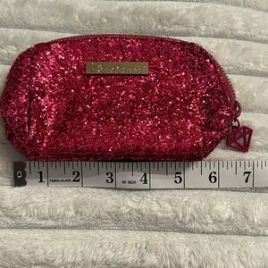 SENEGENCE Pink Glitter Cosmetic Bag Diamond Charm Zipper Pouch Makeup Organizer